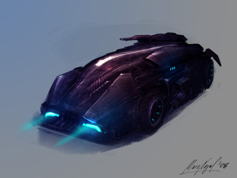 Illustration for article titled DeLoreans, Light Cycles and Landspeeders: Gorgeous Fan Art of Science Fiction's Coolest Rides